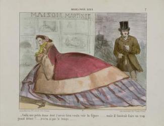 Caricature of the crinoline, from 'Modes Pour Rire' (coloured engraving) | Obraz na stenu