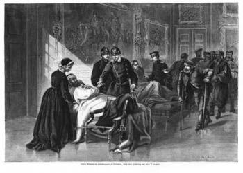 King Wilhelm I (1797-1888) visiting the hospital at Chateau de Versailles, illustration from 'Illustrierte Zeitung' (engraving) (b/w photo) | Obraz na stenu