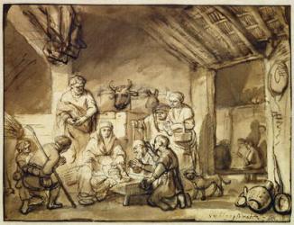 The Adoration of the Shepherds (pen and ink wash over black chalk on paper) | Obraz na stenu