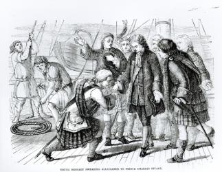 Young Moidart Swearing Allegiance to Prince Charles Edward Stuart (1720-88) (engraving) (b/w photo) | Obraz na stenu