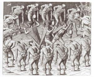 Johannes Lerii's Account of the Caraibe Indians, from 'Americae', 1593, written and engraved by Theodor de Bry (1525-75) (engraving) | Obraz na stenu