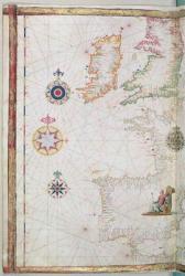 The British Isles and Iberia, detail from a world atlas, 1565 (vellum) | Obraz na stenu