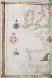 The British Isles and Iberia, detail from a world atlas, 1565 (vellum) | Obraz na stenu