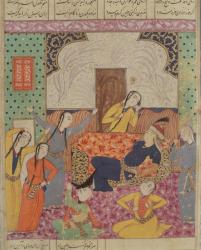 The Lamentation of Farude, illustration from the 'Shahnama' (Book of Kings) by Abu'l-Qasim Manur Firdawsi (c.934-c.1020) 1619 (gouache on paper) | Obraz na stenu