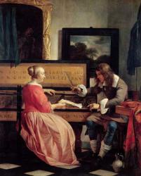 A Man and a Woman Seated by a Virginal, c.1665 (oil on panel) | Obraz na stenu