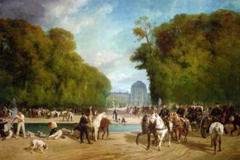 French artillery encamped in the Tuileries gardens during the siege of Paris, late September 1870 (oil on canvas) | Obraz na stenu