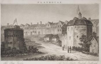 The Bear Garden and the Globe Theatre, from the `Encyclopaedia Londinensis', engraved by E.J. Roberts, 1825 (engraving) | Obraz na stenu