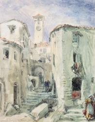 The Old Tower at Cannes, 1870 (w/c on paper) | Obraz na stenu