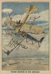 Tragic collision of two airplanes, back cover illustration from 'Le Petit Journal', supplement illustre, 6th July 1913 (colour litho) | Obraz na stenu