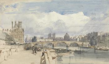 Le Pont Royal, Paris, c.1828 (w/c on paper) | Obraz na stenu