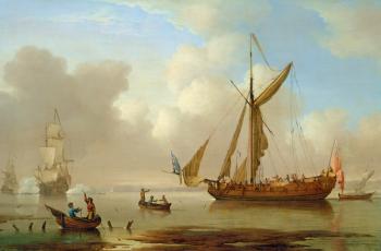 Royal Yacht becalmed at Anchor (oil on canvas) | Obraz na stenu