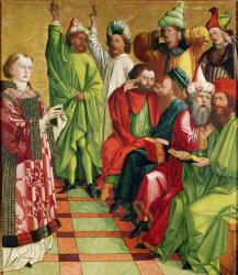 St. Stephen before the Judges, from the Altarpiece of St. Stephen, c.1470 (oil on panel) | Obraz na stenu