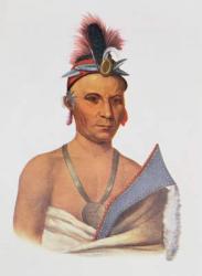 Keesheswa or 'the Sun', a Fox Chief, c.1837, illustration from 'The Indian Tribes of North America, Vol.2', by Thomas  L. McKenney and James Hall, pub. by John Grant (colour litho) | Obraz na stenu