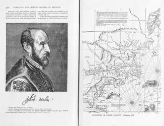 Abraham Ortel Oretelius (1527-98) and his world map of 1569, illustration from 'Narrative and Critical History of America', pub. in 1886 (engraving) (b/w photo) | Obraz na stenu