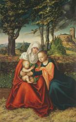 The Virgin Mary with Saint Anne holding the infant Jesus (oil on panel) | Obraz na stenu