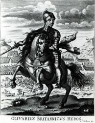 Equestrian portrait of Oliver Cromwell (1599-1658) (engraving) (b/w photo) | Obraz na stenu