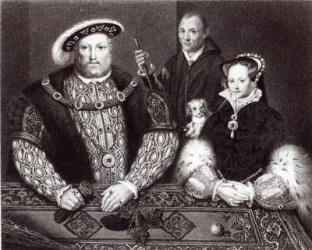 Henry VIII, his daughter Queen Mary and Will Somers, after a 16th century oil painting, painted posthumously, 1821 (engraving) | Obraz na stenu