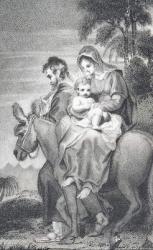 The Flight into Egypt, from 'The History and Life of Our Blessed Lord and Saviour Jesus Christ', by Reverend J. Milner, published by B. Crosby, 1808 (engraving) | Obraz na stenu