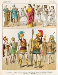 Greek Religious and Military Dress, from 'Trachten der Voelker', 1864 (colour litho) | Obraz na stenu