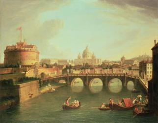A View of Rome with the Bridge and Castel St. Angelo by the Tiber | Obraz na stenu