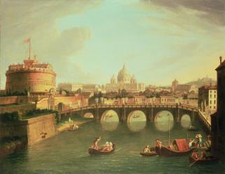 A View of Rome with the Bridge and Castel St. Angelo by the Tiber | Obraz na stenu