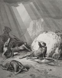 The Conversion of St. Paul, Acts 9:1-6, illustration from Dore's 'The Holy Bible', engraved by Ligny, 1866 (engraving) | Obraz na stenu