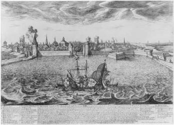 View of La Rochelle (engraving) (b/w photo) | Obraz na stenu