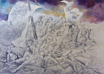 Eurozone Odyssey: Drowning by Numbers, 2012, (oil, pen, pencil on card) | Obraz na stenu