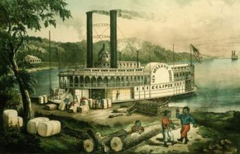 Loading Cotton on the Mississippi, 1870 (colour litho) | Obraz na stenu