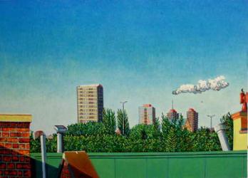 View of Canning Town, (oil on canvas) | Obraz na stenu