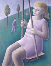 Girl on Swing, 1996 (oil on canvas) | Obraz na stenu