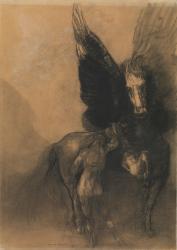Pegasus and Bellerophon, c.1888 (Charcoal, water wash, white chalk and conté crayon on buff papier bleuté) | Obraz na stenu