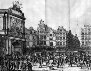 The Procession of Marie de' Medici through Amsterdam, from Caspar Barlaeus's 'Medicea Hospes', engraved by Salomon Savery, 1638 (engraving) | Obraz na stenu