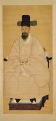 Portrait of a Scholar-Official in a Pink Robe, 19th century (hanging scroll, ink and colour on silk) | Obraz na stenu
