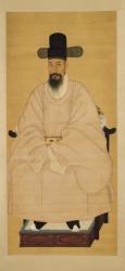 Portrait of a Scholar-Official in a Pink Robe, 19th century (hanging scroll, ink and colour on silk) | Obraz na stenu