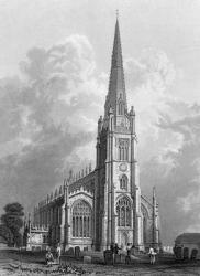 Church of St. Mary the Virgin, Saffron Walden, engraved by Robert Sands, 1832 (engraving) | Obraz na stenu