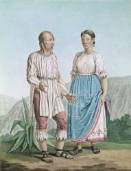 Costumes of the Indians of Michouacan, from 'Voyages aux Regions Equinoxiales du Nouveau Continent' by Alexander von Humboldt (1769-1859) published in 1810 (colour litho) | Obraz na stenu