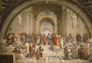 School of Athens, from the Stanza della Segnatura, 1510-11 (fresco) | Obraz na stenu