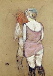 Two Semi-Nude Women at the Maison de la Rue des Moulins, 1894 (oil on card) | Obraz na stenu