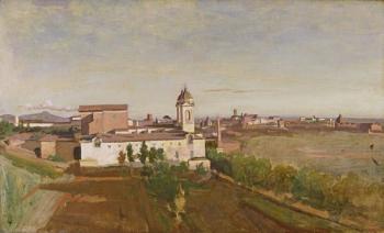 Trinita dei Monti from the Villa Medici, c.1830-34 (oil on canvas) | Obraz na stenu