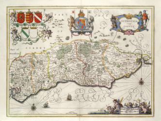 Map of Sussex (colour litho) | Obraz na stenu