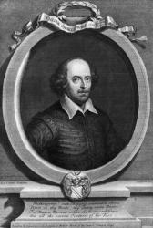 Portrait of William Shakespeare (1564-1616) 1719 (engraving) (b/w photo) | Obraz na stenu
