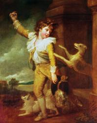 Boy with Dogs (oil on canvas) | Obraz na stenu