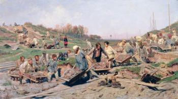 Repair Works on the Railway Line, 1874 (oil on canvas) | Obraz na stenu