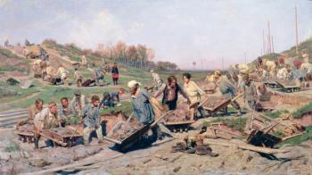 Repair Works on the Railway Line, 1874 (oil on canvas) | Obraz na stenu