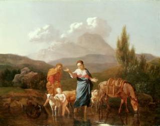 Holy family at a stream (oil on canvas) | Obraz na stenu