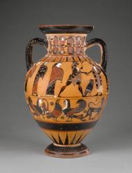 Euboean black-figure neck amphora decorated with the judgement of Paris, c.570-60 (terracotta) | Obraz na stenu