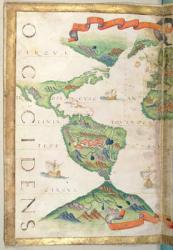 The Americas, detail from  world atlas, 1565 (vellum) | Obraz na stenu