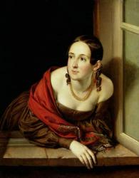 Woman at her Window or, The Wife of a Treasurer, 1841 (oil on canvas) | Obraz na stenu