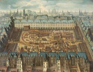 The Glorious Knights Jousting Tournament at the Place Royale to celebrate the Marriage of Louis XIII (1601-43) to Anne of Austria (1601-66) 5th, 6th and 7th April 1612 (oil on canvas) | Obraz na stenu